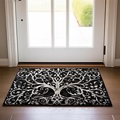 preiswerte Fußmatten-Baum des Lebens, schwarz-weiße Fußmatte, Fußmatten, waschbare Teppiche, Küchenmatte, rutschfester, ölbeständiger Teppich, Innen- und Außenmatte, Schlafzimmerdekoration, Badezimmermatte,