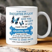 cheap Mugs &amp; Cups-Cofee Mug ,To My Dear Daughter-In-Law 3D Print Mug,Ceramic Funny Coffee Mug White 1.2oz/330ml