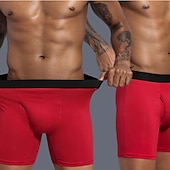 cheap Men&#039;s Boxers Underwear-Multi Packs 5pcs Men&#039;s Black+Gray+Blue+Wine Underwear Shorts Biker Shorts Elastic Waist Plain Outdoor Daily 95% Cotton All Seasons