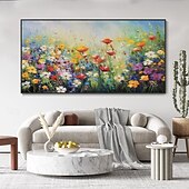 preiswerte Blumen-/Botanische Gemälde-Blumen-Ölgemälde auf Leinwand, handgefertigtes abstraktes buntes Blumen-Blumen-Ölgemälde, handgemaltes Wandkunst-Leinwand-Frühlingsgemälde für Wohnzimmer-Wanddekoration