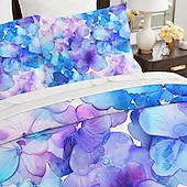 preiswerte Bettbezug-Sets-Bettbezug-Set mit blauem Farbverlauf und Muster, Bettdecken-Set, weiches 3-teiliges Luxus-Baumwoll-Bettwäsche-Set, Heimdekoration, Geschenk, King-Size-Bett, Queen-Size-Bett, dreiteiliges Set