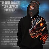 cheap Men&#039;s 3D Hoodies-Men&#039;s Graphic Dragon Hoodie Hoodies Sweatshirt Hoodie Long Sleeve Hooded Sweatshirt Hooded Fashion 3D Print Sports Outdoor Holiday Vacation Orange Green Print Front Pocket Spring &amp;  Fall Designer