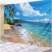 Недорогие Тапестри́ на океа́нском пляже-Пляжный остров, подвесной гобелен, настенное искусство, большой гобелен, фреска, декор, фотография, фон, одеяло, занавеска, украшение для дома, спальни, гостиной