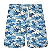 abordables Impresión del océano-Hombre Rociar Pantalones de Natación Pantalones de Surf Bañador largo Media cintura Vacaciones Hawaiano Estilo centro turístico Vacaciones Festivos Playa Correa con forro de malla Cintura elástica