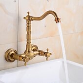 abordables Robinets de lavabo-Robinet lavabo - Rotatif / Classique Laiton Antique Montage Extérieur Mitigeur deux trousBath Taps