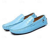 preiswerte Herrenpantoletten &amp; -slipper-Herren Loafer &amp; Slip On Mokkasin Penny Loafers Loafer fahren Wanderschuhe Geschäftlich Brautkleider schlicht Britischer Gentleman PU Rutschfest Halbschuhe Schwarz Weiß Gelb Herbst