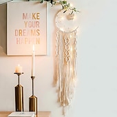 voordelige Decoratieve lichten-1pc Boheemse maanster dromenvangers verlichting boho macrame muuropknoping dromenvanger boho muurdecor handgemaakt geweven tapijt voor tienermeisjes jongens kinderkamer cadeau thuis appartement