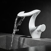 رخيصةأون حنفيات مغاسل الحمام-بالوعة الحمام الحنفية - شلال مطلي تركيب خارج التعامل مع واحد ثقب واحدBath Taps