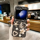 Χαμηλού Κόστους Samsung Θήκη-τηλέφωνο tok Για Samsung Galaxy Z Flip 7 Z Flip 6 Z Flip 5 Z Flip 4 Z Flip 3 για γυναίκες κορίτσι Bling Glitter Shiny Ανθεκτική σε πτώσεις Καρδιά TPU