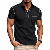preiswerte Klassisches Poloshirt für Herren-Herren Poloshirt aus Baumwolle Golfhemd Arbeit Casual Kargen Kurzarm Basic Modern Farbblock Patchwork Taste Frühling Sommer Regular Fit Wein Dunkelgrau Schwarz Weiß Königliches Blau Grün Poloshirt