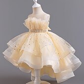 Kids Girls' Flower Girl Dress Party Dress Sequin Sleeveless Wedding Party Special Occasion Sequins Mesh Adorable Sweet Cotton Polyester Asymmetrical Party Dress Summer Spring Fall 4-13 Years White cheap Flower Girl's Dresses-Kids Girls' Flower Girl Dress Party Dress Sequin Sleeveless Wedding Party Special Occasion Sequins Mesh Adorable Sweet Cotton Polyester Asymmetrical Party Dress Summer Spring Fall 4-13 Years White