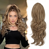 お買い得  ポニーテール-ショート巾着ポニーテールエクステンション、16インチの波状ポニーテールヘアエクステンション、ポニーテールヘアピースの合成クリップ、フェイクポニーテール、女性、女の子、デイリーハロウィン用。