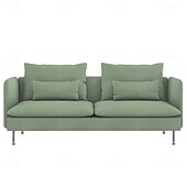 baratos Cobertura de Sofa-Capa de Sofá 3 Lugares Cor Sólida com Almofadas Revestidas em Algodão 100% com Braços