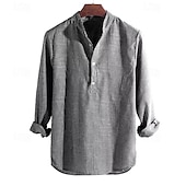 economico Camicie Popover da Uomo-Per uomo Camicia Camicia con colletto cinese Camicia con colletto alla coreana Camicia Estiva Camicia casual Camicia da Spiaggia Nero Blu Rosso Manica Lunga A righe Colletto alla coreana Vacanza Ferie