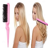 abordables Peignes et brosses à cheveux-Ensemble de peignes à cheveux 4 pièces, teinture par reflets, peigne à queue pointue, brosse à sourcils, aiguille en acier, peigne à longue queue, ensemble de conception de coiffure épilateur