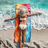 Недорогие наборы пляжных полотенец-пляжное полотенце банное полотенце большое полотенце с 3d принтом с морским узором банное полотенце пляжная простыня одеяло классические удобные одеяла из 100% микроволокна