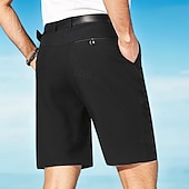 preiswerte Lässige Shorts-Herren Kleid-Shorts Lässige Shorts Höhenanstieg Einfarbig Atmungsaktiv Leichtgewichtig Knielänge Casual Basic Klassisch weiß grau Schwarz Hoher Taillenbund Unelastisch
