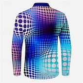 voordelige Geometrisch patroon-Voor heren 3D Print Geometrisch patroon Overhemd met knopen Bedrukte overhemden Lange mouw Mode-casual Buiten Vakantie Straat Lente zomer Strijkijzer Afdrukken Button-omlaag blauw