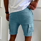 abordables Classique-Homme Short Cargo Short Cordon Taille elastique Multi poche Plein Vestimentaire Court Extérieur du quotidien Sortie Mode Classique Noir Jaune