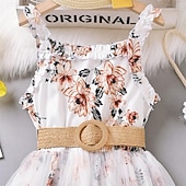 voordelige Casual jurken-Kinderen Voor meisjes Jurk Grafisch Mouwloos Formeel Prestatie Feest Modieus leuke Style Polyester Zomer Lente 3-13 jaar Zwart Wit
