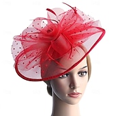 billige Bryllupshodeplagg-fascinators Hatter Hodeplagg organza Fedora Solhatt Topplue Hesteløp cocktail Elegant Årgang Med Fjær Sløyfer Hodeplagg Hodeplagg