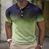 cheap Men&#039;s Color Block Polo-Men&#039;s Plaid Waffle Polo Shirts Golf Shirt Short Sleeve Polo Shirts Collared Shirts Vintage Casual Vacation Wear Formal Wear Festival Wear Buttons 3D Print Light Yellow Light Pink Black-White