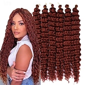 levne Clip in Extensions-latinskoamerické háčkované vlasy 14 palců 18 palců 22 palců 6ks / balení havajská kudrna hluboké vlnění háčkované vlasy ocean wave syntetické vlasy cop háčkování prodlužování vlasů