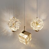 cheap Island Lights-LED Pendant Light Hanging Lamp Simple Cafe Restaurant Bar Pendant Light E27 Light Source Metal Crystal Art Droplight Flashlight Ceiling Light 110-240V