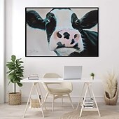 abordables Peintures animaux-peinture à l&#039;huile peinte à la main peinture de texture de vache colorée art mural peinture originale sur toile extra large art mural carré ferme bovins vache peinture mur art photo pour salon