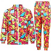 cheap Outfits-Retro Vintage 1980s Outfits Sportswear Tracksuit Disco Fancy Dress Men's Women's Masquerade Daily Wear Going out Pride Parade Adults Top Pants