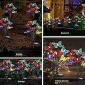 abordables Éclairage paysager-LED solaire papillon lumière pelouse lampe extérieure ip65 étanche 2 modes lumières de jardin cour jardin couloir paysage éclairage décor lumière 1/2 pièces