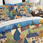 voordelige Dekbedovertreksets-100% katoenen dekbedovertrekset met landschapsmotief zacht 3-delig luxe beddengoedset woondecoratie cadeau koning koningin dekbedovertrek
