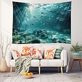 cheap Ocean Beach Tapestry-Undersea Landscape Hanging Tapestry Wall Art Large Tapestry Mural Decor Photograph Backdrop Blanket Curtain Home Bedroom Living Room Decoration