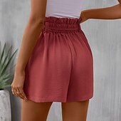 billige Bermuda-shorts-Dame Shorts Fritid hverdag Kort عادي Snorer Pusteevne Bekvem Mikroelastisk Dagligdagstøy Helg Rød Sommer Normal
