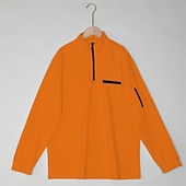 baratos Polo Clássico Masculino-Homens Camiseta Polo Pullover Esportes Roupa Diária Quarter Zip Manga Longa Moda Confortável Tecido Bolsos Zip Up Primavera &amp; Outono Normal Preto Branco Azul Marinha Laranja Camiseta Polo