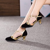 cheap Ballroom Shoes &amp; Modern Dance Shoes-Women&#039;s Modern Dance Shoes Indoor Ballroom Dance Square Dance Plus Size Heel Splicing Cuban Heel Pointed Toe Buckle Adults&#039; Black / Gold Blue Brown