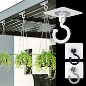 cheap Home Storage &amp; Hooks-5pcs Rotatable Plastic Ceiling Hooks for Hanging Plants, Lanterns, Wind Chimes - Adhesive Ceiling Hooks, Easy to Install, No Drill Needed - Contemporary Style Ceiling Mount Hooks for Decoration