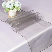 abordables Monsieur et Madame Mariage-10 pièces drapeau de table en fil de verre minimaliste moderne 30*275 cm drapeau de table de banquet de mariage d&#039;hôtel