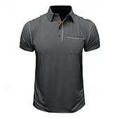preiswerte Klassisches Poloshirt für Herren-Herren Poloshirt aus Baumwolle Golfhemd Arbeit Casual Kargen Kurzarm Basic Modern Farbblock Patchwork Taste Frühling Sommer Regular Fit Wein Dunkelgrau Schwarz Weiß Königliches Blau Grün Poloshirt
