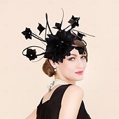 economico Fascinator-fasce per fascinatori cappelli sinamay cappello a cilindro sposa cappello da cowboy cocktail di nozze matrimonio elegante con copricapo di piume di strass copricapo