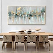 cheap Abstract Paintings-Gold Foil Teal Green painting hand painted 3D Texture Abstract Painting On Canvas for Livingroom Bedroom Oversize Large Luxury Gold painting Wall Art New Home Art Decor