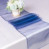 abordables Monsieur et Madame Mariage-10 pièces drapeau de table en fil de verre minimaliste moderne 30*275 cm drapeau de table de banquet de mariage d&#039;hôtel