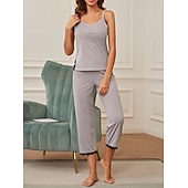 economico Pigiami da donna-pigiama da donna set colore puro comfort casa quotidiano letto traspirante cinturino top pantaloni estate casa abiti