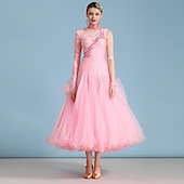 billige Ballroomkjoler-Ballroom-dans Kjole Rhinsten Dame Ytelse Langermet Polyester Nylon