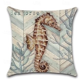 cheap Animal Style-6PCS Marine Life Double Side Cushion Cover 6PC Linen Soft Decorative Square Throw Pillow Cover Cushion Case Pillowcase for Sofa Bedroom Superior Quality Machine Washable