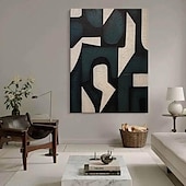 preiswerte Abstrakte Gemälde-Beiges Wabi-Sabi-Ölgemälde, handgefertigte Wandkunst, schwarzes beiges abstraktes Gemälde, großes schwarzes, minimalistisches Ölgemälde, Wandkunst, beige strukturiertes Leinwandgemälde, neutrale