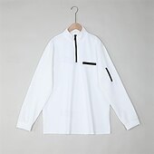 baratos Polo Clássico Masculino-Homens Camiseta Polo Pullover Esportes Roupa Diária Quarter Zip Manga Longa Moda Confortável Tecido Bolsos Zip Up Primavera &amp; Outono Normal Preto Branco Azul Marinha Laranja Camiseta Polo