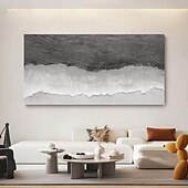 preiswerte Landschaftsgemälde-handgemaltes abstraktes, minimalistisches Strand-Acrylgemälde auf Leinwand, handgefertigt, große Wandkunst, Textur, Ozeanwellengemälde, individuelles Wabi-Sabi-Gemälde, Wanddekoration