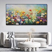 preiswerte Blumen-/Botanische Gemälde-Blumen-Ölgemälde auf Leinwand, handgefertigtes abstraktes buntes Blumen-Blumen-Ölgemälde, handgemaltes Wandkunst-Leinwand-Frühlingsgemälde für Wohnzimmer-Wanddekoration