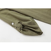 voordelige Overhemden-Dames Overhemd Blouse Katoenen linnen overhemden Effen Basic Lange mouw V-hals Lange tops Casual Dagelijks Zwart Wit Blozend Roze Leger Groen blauw Zomer Lente